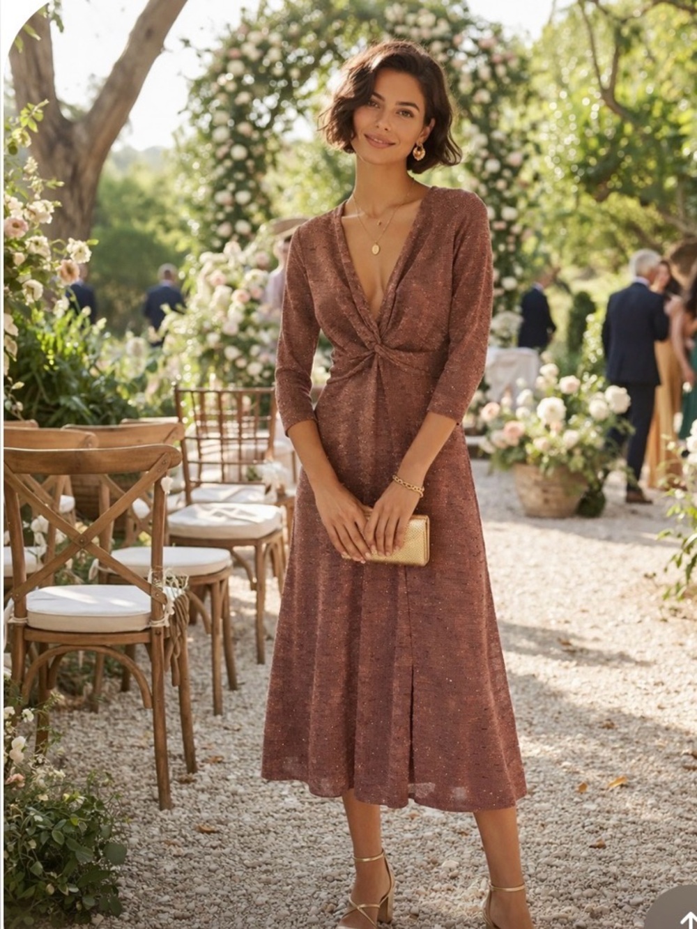 Elegant Brown Knit Dress